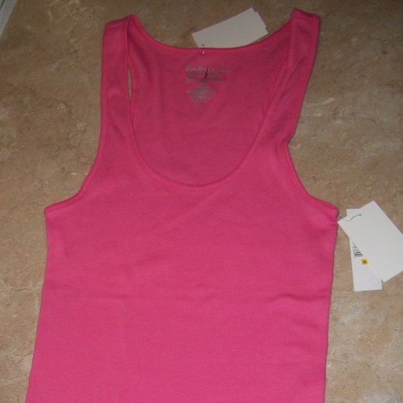 Kensie Pink Rib Knit Cotton Racerback Tank Top M - Picture 1 of 2